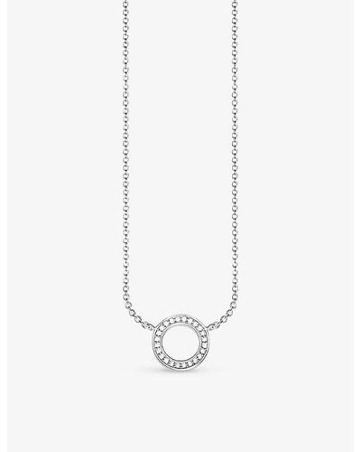 Thomas Sabo Classic Circle Small Sterling Silver And Zirconia Necklace - White