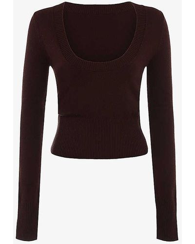 House Of Cb Raquel Scoop-neck Knitted Top - Black