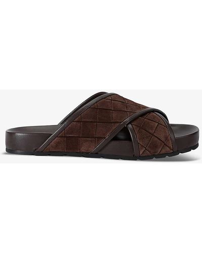 Bottega Veneta Tarik Woven Leather Sandals - Brown