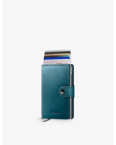 Secrid Premium Miniwallet Leather And Aluminium Wallet - Blue