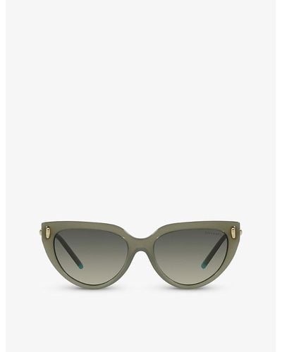 Tiffany & Co. Tf4195 Cat-eye Brand-embellished Acetate And Metal Sunglasses - Green