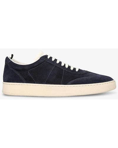 Officine Creative Kombi Logo-embossed Suede And Leather Low-top Trainers - Blue