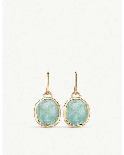 Monica Vinader Siren 18ct Gold-plated Vermeil Silver Wire Earrings With Aquamarine - Blue