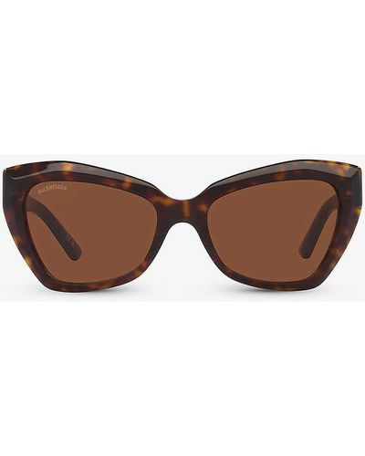 Balenciaga Bb0271s Cat-eye Tortoiseshell Acetate Sunglasses - Brown