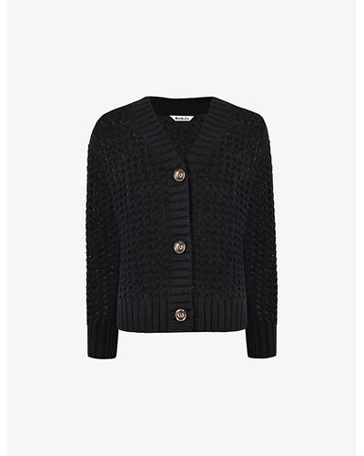 Ro&zo Chunky-crochet Loose-fit Knitted Cardigan - Black
