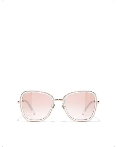 Chanel Ch4277b Square-frame Metal Sunglasses - Pink