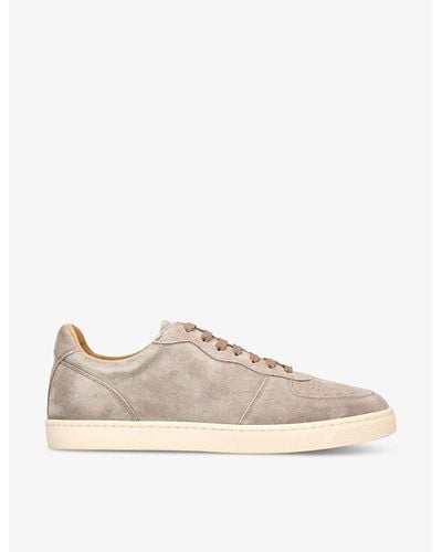 Brunello Cucinelli Basketball Brand-logo Leather Low-top Trainers - Natural