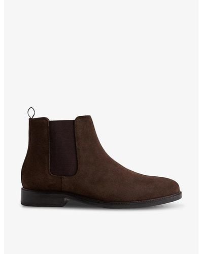 Reiss Renor Elasticated-panel Suede Chelsea Boots - Brown