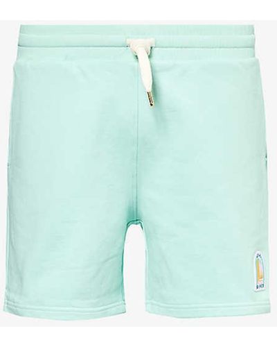 Casablancabrand L'arche De Nuit Graphic-patch Organic Cotton-jersey Shorts - Blue