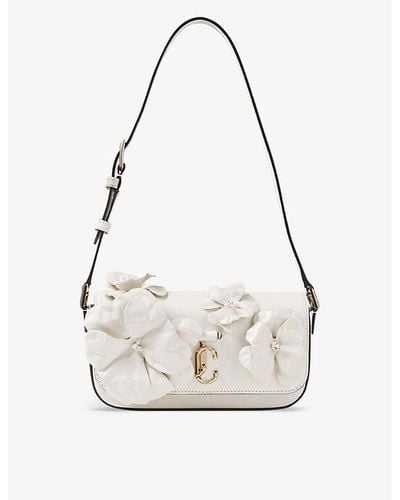 Jimmy Choo Avenue Floral-appliqué Mini Leather Shoulder Bag - White