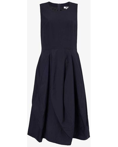 Comme des Garçons Sleeveless Pleated-skirt Wool Midi Dress - Blue