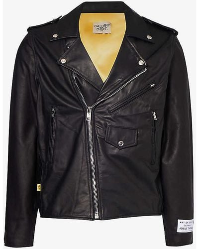 GALLERY DEPT. Brand-patch Notched-lapel Leather Jacket - Black