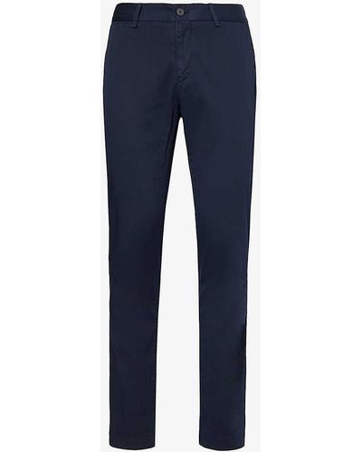 Sunspel Tapered-leg Regular-fit Stretch-cotton Trousers - Blue