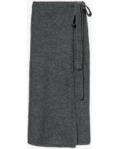 Proenza Schouler Zadie Wrap-around Wool-blend Knitted Maxi Skirt - Grey