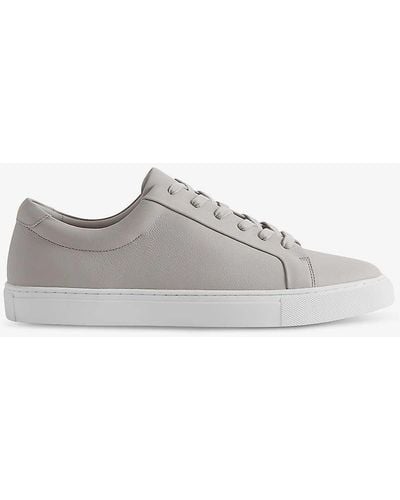 Reiss Luca Grained Leather Low-top Trainers - Grey