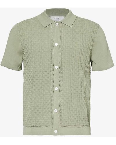 CHE Links Short-sleeved Regular-fit Cotton-knit Shirt - Green