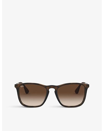 Ray-Ban Chris Rb4187 Square-frame Rubber Sunglasses - Brown