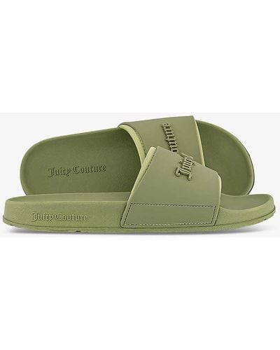 Juicy Couture Breanna Logo-embossed Rubber Sliders - Green