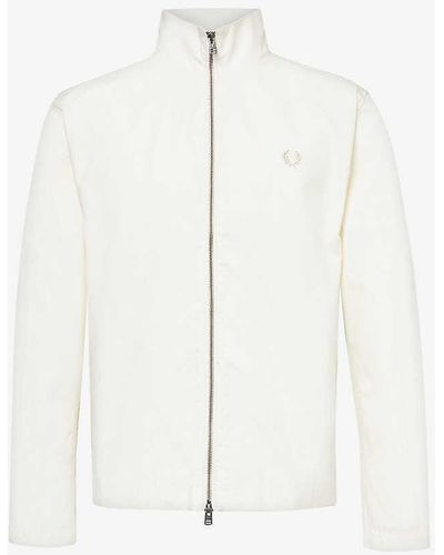 Fred Perry Brand-embroidered Funnel-neck Cotton Jacket - White