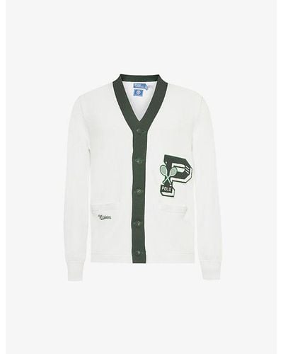 Polo Ralph Lauren X Wimbledon Brand-appliqué V-neck Cotton-knit Cardigan Xx - White