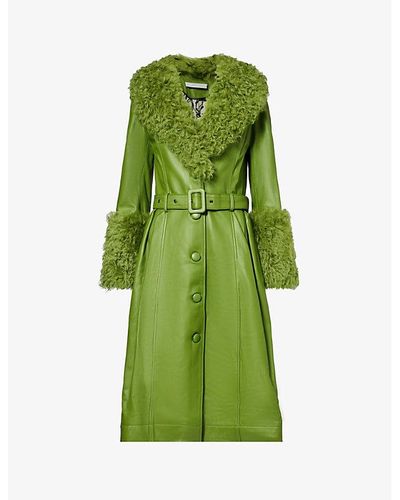 Saks Potts Foxy Shearling-trim Leather Coat - Green