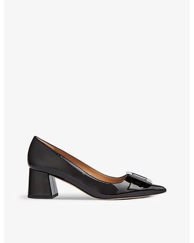 LK Bennett Tia Buckle Patent-leather Courts - Black