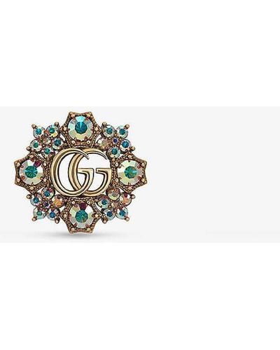 Gucci Fashion Show Double G Brass Clip-on Earrings - White