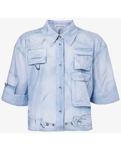 Acne Studios Shona Cargo-pocket Cotton Shirt - Blue