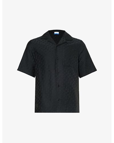 Off-White c/o Virgil Abloh Logo-jacquard Cotton And Silk-blend Shirt - Black
