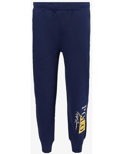 Polo Ralph Lauren Logo Text-print Tapered-leg Cotton-blend jogging Botto - Blue