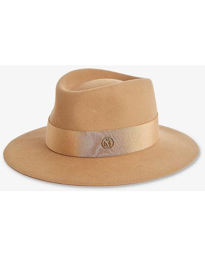 Maison Michel Andre Brand-plaque Wool Hat - Natural