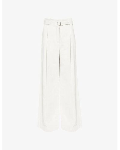 Proenza Schouler Dana Wide-leg Cotton And Linen-blend Pants - White