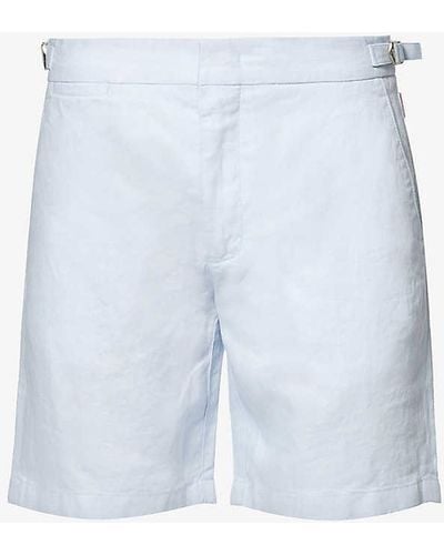 Orlebar Brown Norwich Waist-adjuster Linen Shorts - Blue