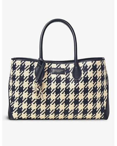 Aspinal of London London Houndstooth Interwoven Leather Tote Bag - Black