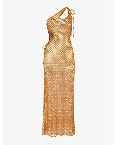House Of Sunny Athena Cut-out Knitted Maxi Dress - Metallic
