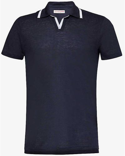 Orlebar Brown Felix Regular-fit Linen Polo Shirt X - Blue