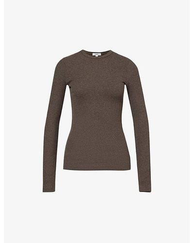 Agolde Delphi Long-sleeved Cotton-blend Jersey T-shirt - Brown