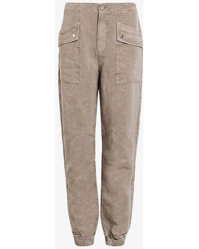 AllSaints Val Patch-pocket Tapered-leg Linen-blend Trousers - Natural