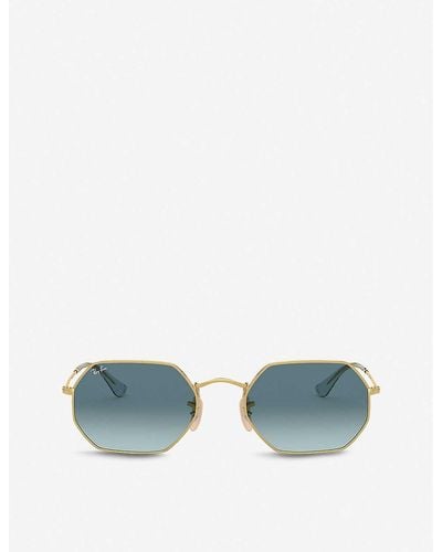 Ray-Ban Rb3556 Metal And Glass Octagonal-frame Sunglasses - Blue