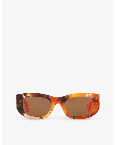 Gucci gg1627s Round-frame Acetate Sunglasses - Orange