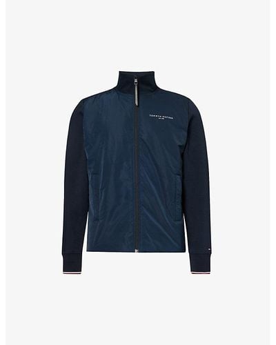 Tommy Hilfiger Stand-collar Branded Cotton-blend Jacket - Blue