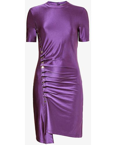 Rabanne Wrap-front Stretch-woven Mini Dress - Purple