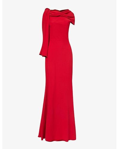 Alexander McQueen Cowl-neckline Sleeveless Woven Maxi Dress - Red