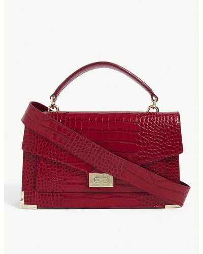 The Kooples Iconic Emily Leather Croc-embossed Shoulder Bag - Red