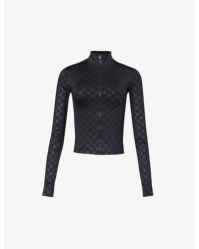 MISBHV Branded-pattern Slim-fit Stretch-woven Top - Black