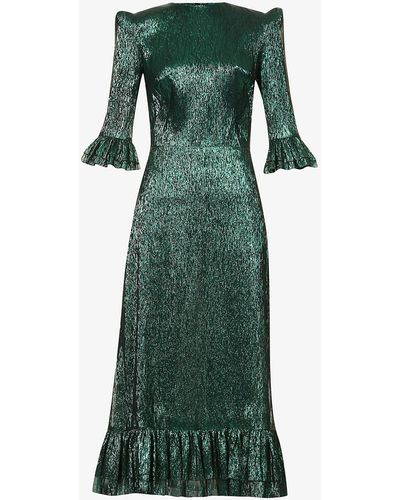 The Vampire's Wife The Falconetti Metallic Silk-blend Midi Dress - Green