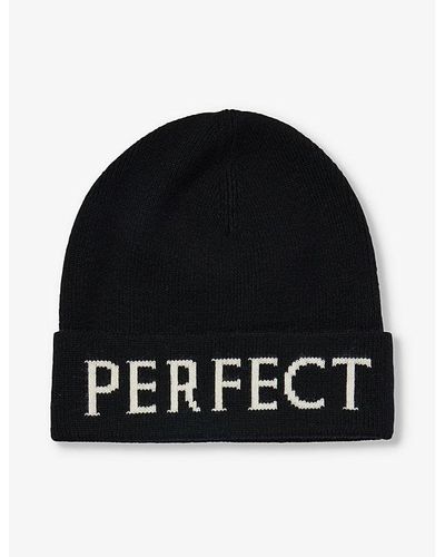 Perfect Moment Branded-print Wool Beanie Hat - Black