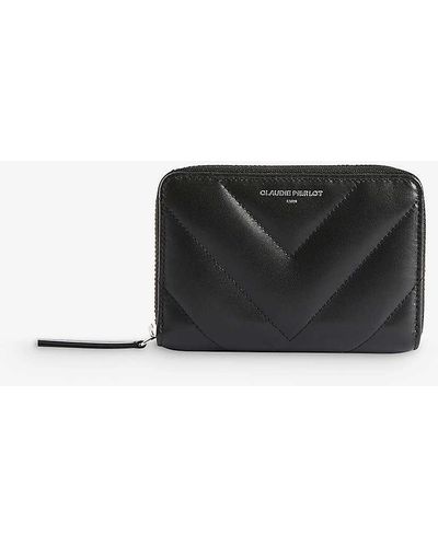 Claudie Pierlot Answer Logo-embossed Quilted-leather Wallet - Black