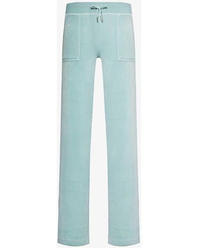 Juicy Couture Del Ray Straight-leg Mid-rise Velour jogging Botto - Blue