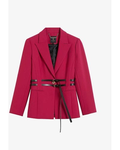 Ted Baker Hallei Double-belted Stretch-woven Blazer - Red